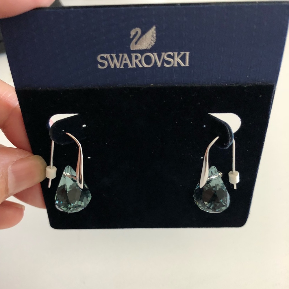 Swarovski Lunar Pierced Earrings, Rhodium Plating